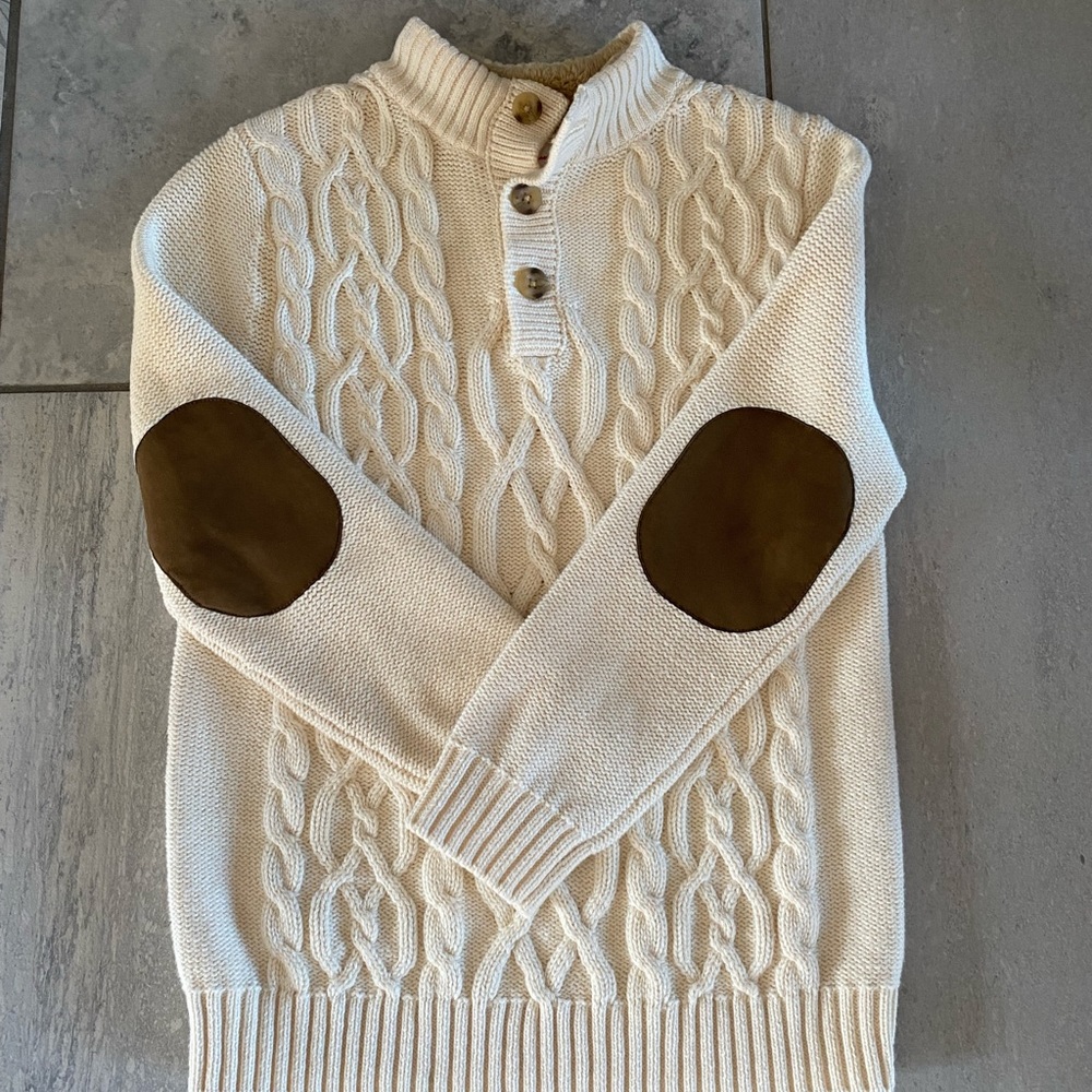 NWOT boys Hannah Anderson cream cable knit sweater size 130 (8-10)